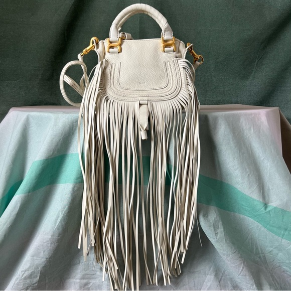 Chloe Handbags - PERFECT FOR RODEO 🤠 Chloe Ivory Leather Fringe Mini Marcie Bag - Special Edition